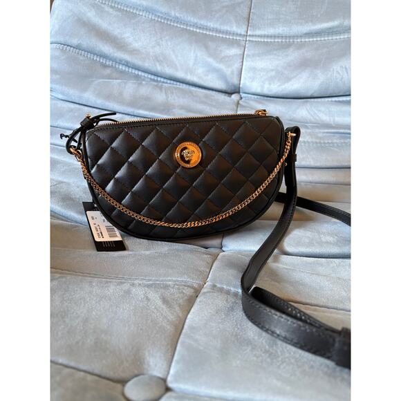 Sale ends 12/13 Versace Black Quilted Crossbody Bag with Gold Chain - Picture 2 of 9
